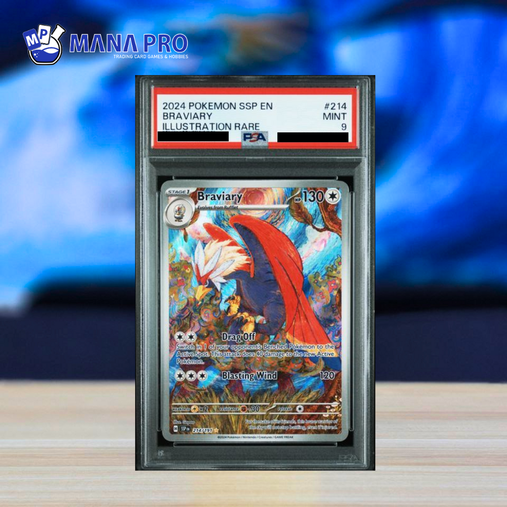 (PSA 9) 2024 POKEMON SSP EN-SURGING SPARKS #214 BRAVIARY ILLUSTRATION RARE