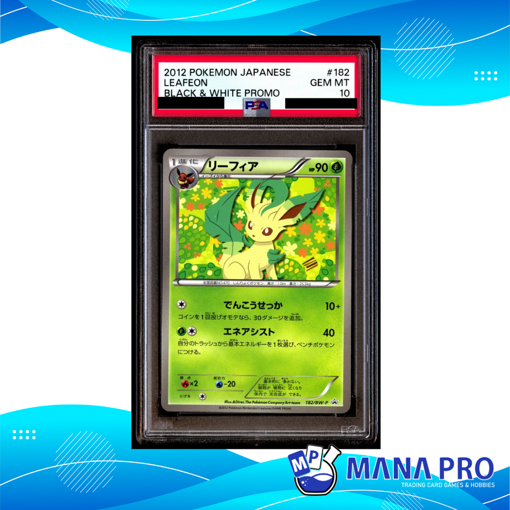 (PSA 10) 2012 POKEMON JAPANESE BLACK & WHITE PROMO 182/BW-P LEAFEON BLACK & WHITE PROMO
