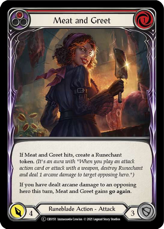 Meat and Greet (Red) (Rainbow Foil) [CRU151-RF] Unlimited Rainbow Foil