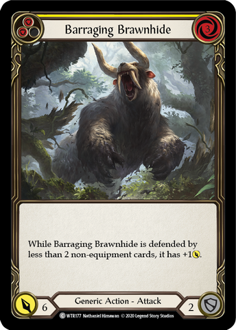 Barraging Brawnhide (Yellow) [WTR177] Unlimited Edition Rainbow Foil