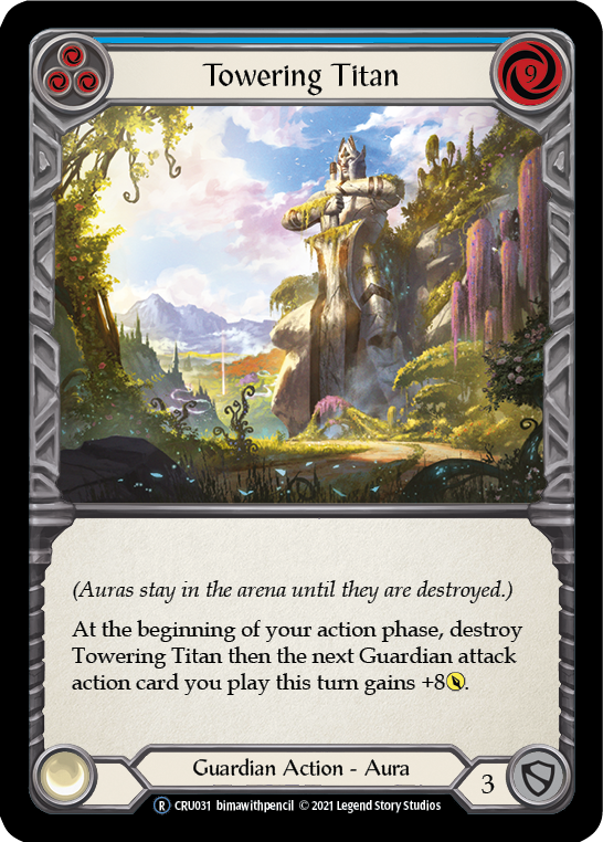 Towering Titan (Blue) (Rainbow Foil) [CRU031-RF] Unlimited Rainbow Foil