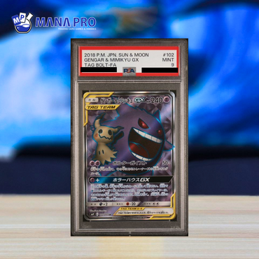(PSA 9) 2018 POKEMON JAPANESE SUN & MOON TAG BOLT #102 GENGAR & MIMIKYU GX TAG BOLT-FA