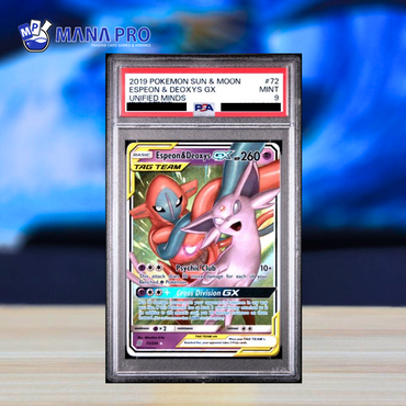 (PSA 9) 2019 POKEMON SUN & MOON UNIFIED MINDS 72/236 ESPEON & DEOXYS GX UNIFIED MINDS