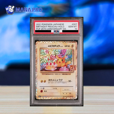 (PSA 10) 2021 POKEMON JAPANESE PROMO CARD PACK 25TH ANNIVERSARY EDITION #007 BIRTHDAY PIKACHU-HOLO PCP 25TH ANNIVERSARY ED.
