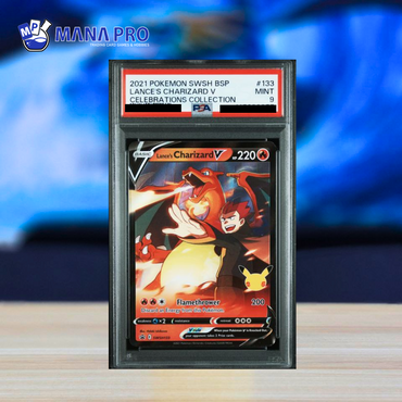 (PSA 9) 2021 POKEMON SWSH BLACK STAR PROMO #133 LANCE'S CHARIZARD V CELEBRATIONS COLLECTION