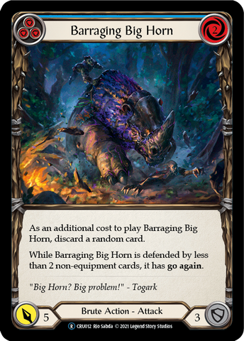 Barraging Big Horn (Blue) (Rainbow Foil) [CRU012-RF] Unlimited Rainbow Foil