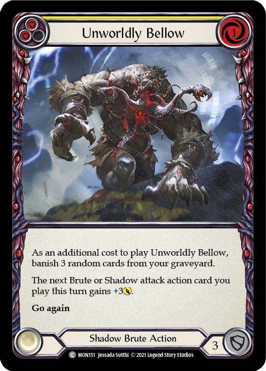 Unworldly Bellow (Yellow) (Rainbow Foil) [MON151-RF] 1st Edition Rainbow Foil