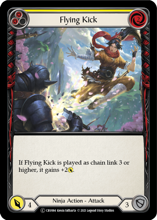 Flying Kick (Yellow) (Rainbow Foil) [CRU064-RF] Unlimited Rainbow Foil