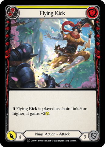 Flying Kick (Yellow) (Rainbow Foil) [CRU064-RF] Unlimited Rainbow Foil