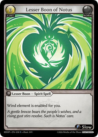 Lesser Boon of Notus (30) [Radiant Origins: Pantheon]