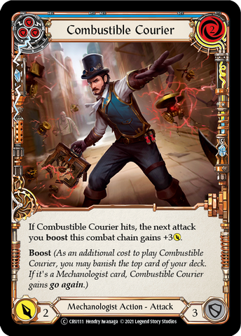 Combustible Courier (Blue) (Rainbow Foil) [CRU111-RF] Unlimited Rainbow Foil