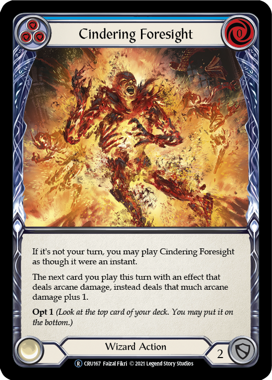 Cindering Foresight (Blue) (Rainbow Foil) [CRU167-RF] Unlimited Rainbow Foil