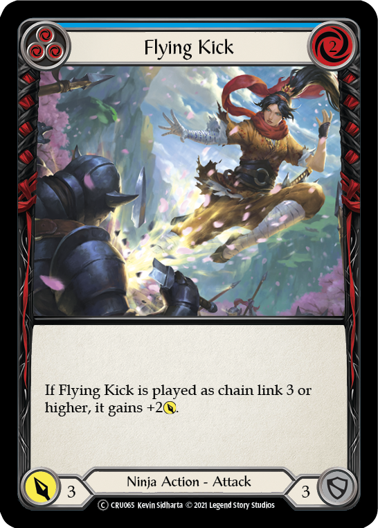 Flying Kick (Blue) (Rainbow Foil) [CRU065-RF] Unlimited Rainbow Foil