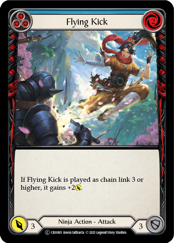 Flying Kick (Blue) (Rainbow Foil) [CRU065-RF] Unlimited Rainbow Foil