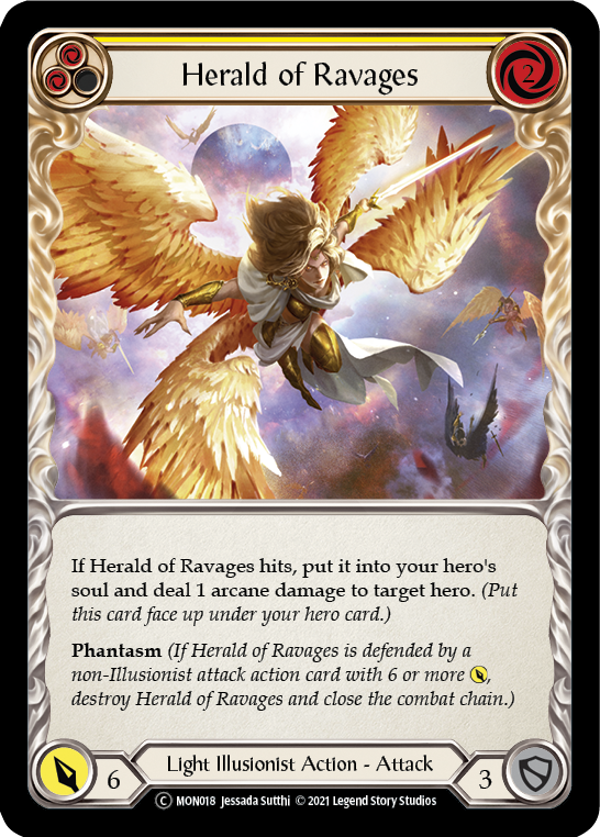 Herald of Ravages (Yellow) (Rainbow Foil) [U-MON018-RF] Unlimited Edition Rainbow Foil