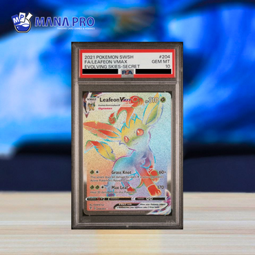 (PSA 10) 2021 POKEMON SWORD & SHIELD EVOLVING SKIES #204 FA LEAFEON VMAX EVOLVING SKIES-SECRET