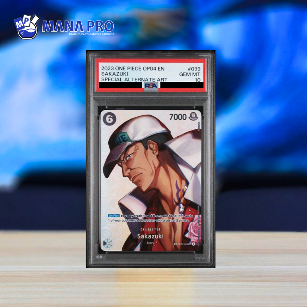 (PSA 10) 2023 ONE PIECE OP04-KINGDOMS OF INTRIGUE #099 SAKAZUKI SPECIAL ALTERNATE ART