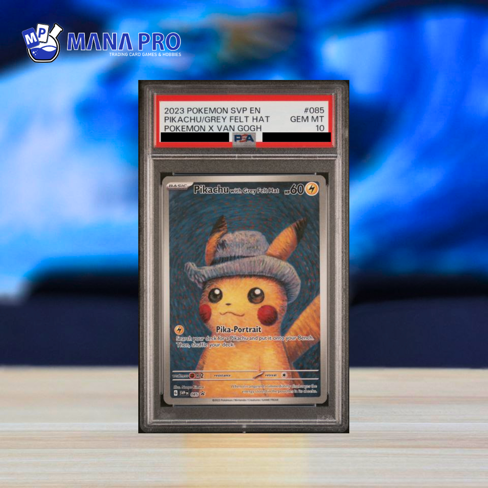 (PSA 10) 2023 POKEMON SVP EN-SV BLACK STAR PROMO #085 PIKACHU GREY FELT HAT POKEMON X VAN GOGH