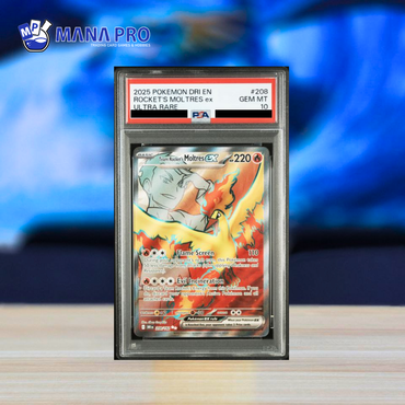 (PSA 10) 2025 POKEMON DRI EN-DESTINED RIVALS #208 ROCKET'S MOLTRES ex ULTRA RARE