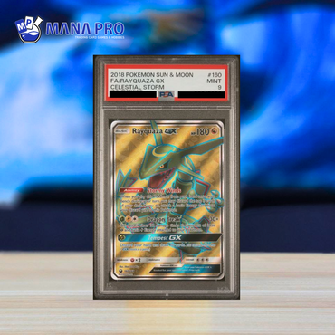 (PSA 9) 2018 POKEMON SUN & MOON CELESTIAL STORM #160 FA RAYQUAZA GX CELESTIAL STORM