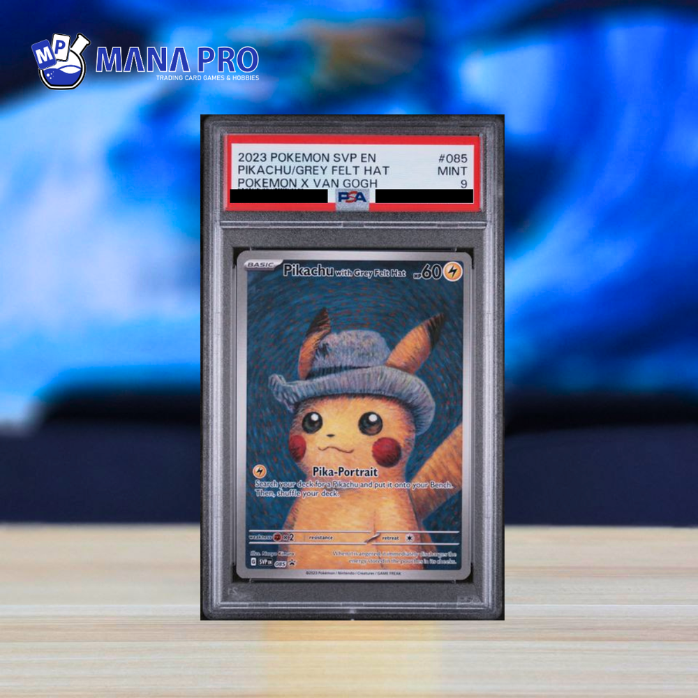 (PSA 9) 2023 POKEMON SVP EN-SV BLACK STAR PROMO #085 PIKACHU GREY FELT HAT POKEMON X VAN GOGH