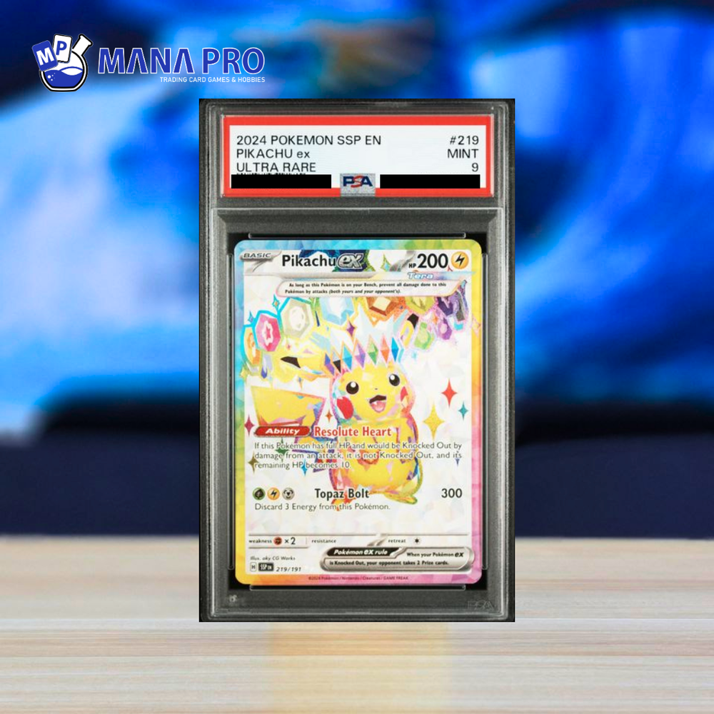 (PSA 9) 2024 POKEMON SSP EN-SURGING SPARKS #219 PIKACHU ex ULTRA RARE