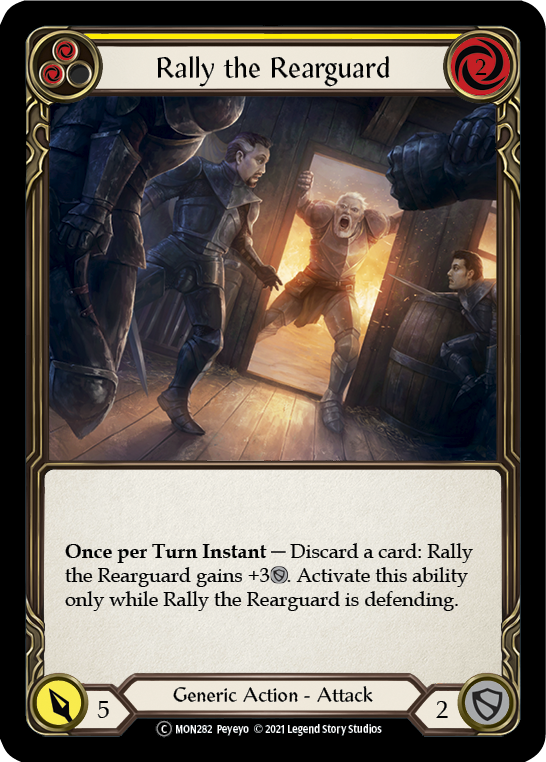 Rally the Rearguard (Yellow) (Rainbow Foil) [U-MON282-RF] Unlimited Edition Rainbow Foil