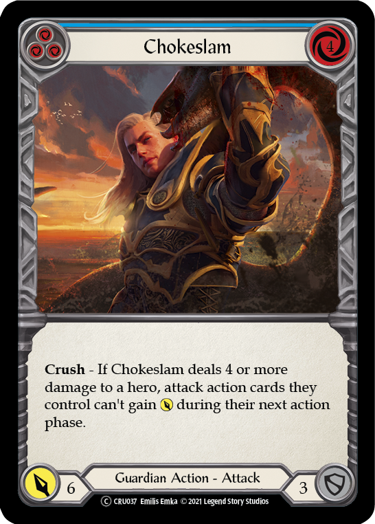 Chokeslam (Blue) (Rainbow Foil) [CRU037-RF] Unlimited Rainbow Foil