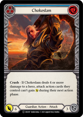 Chokeslam (Blue) (Rainbow Foil) [CRU037-RF] Unlimited Rainbow Foil