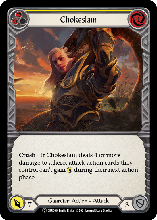 Chokeslam (Yellow) (Rainbow Foil) [CRU036-RF] Unlimited Rainbow Foil