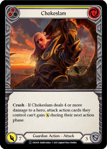 Chokeslam (Yellow) (Rainbow Foil) [CRU036-RF] Unlimited Rainbow Foil