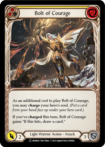 Bolt of Courage (Yellow) (Rainbow Foil) [U-MON043-RF] Unlimited Edition Rainbow Foil