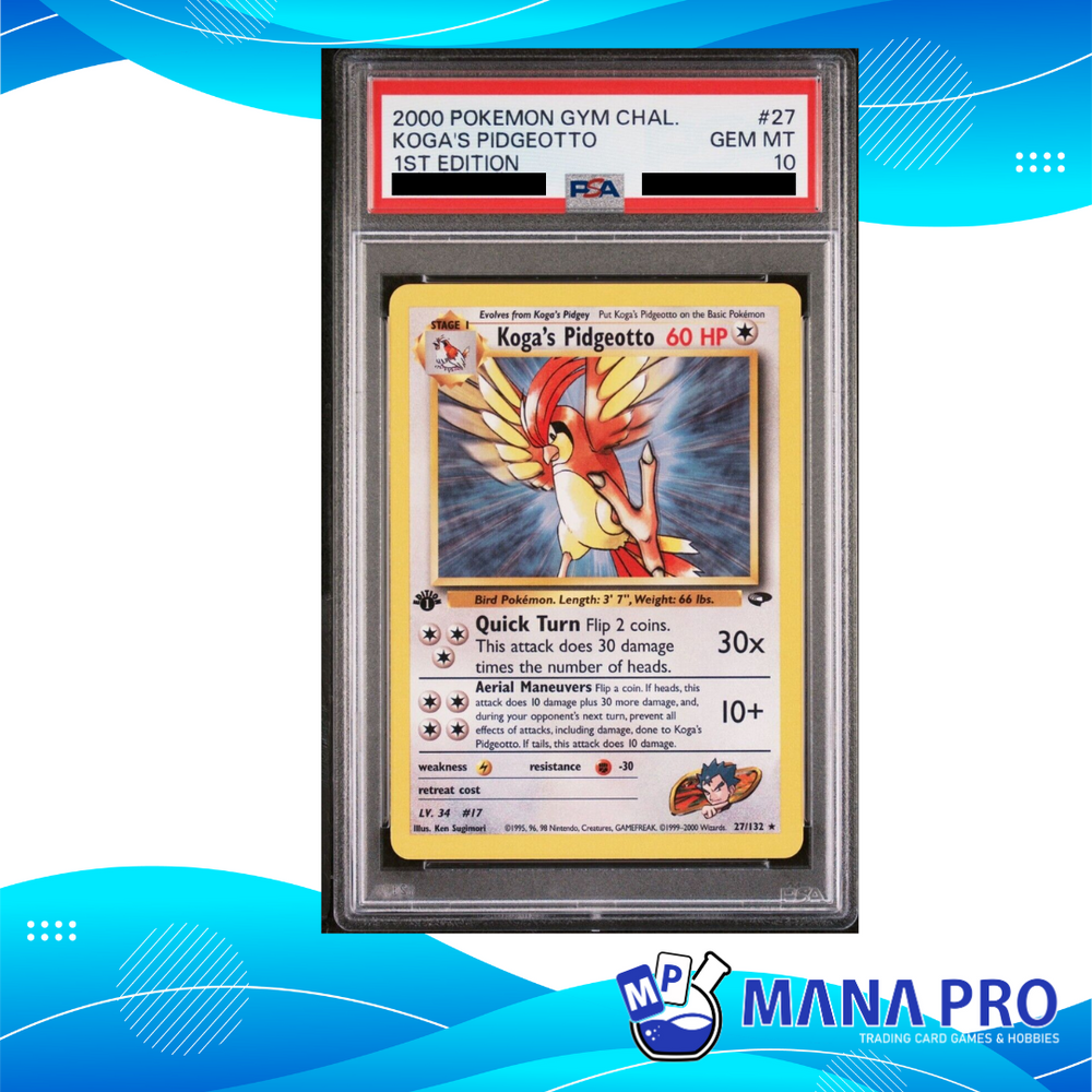 KOGA'S PIDGEOTTO 1ST EDITION 27/132 PSA 10 POKEMON GYM CHALLENGE