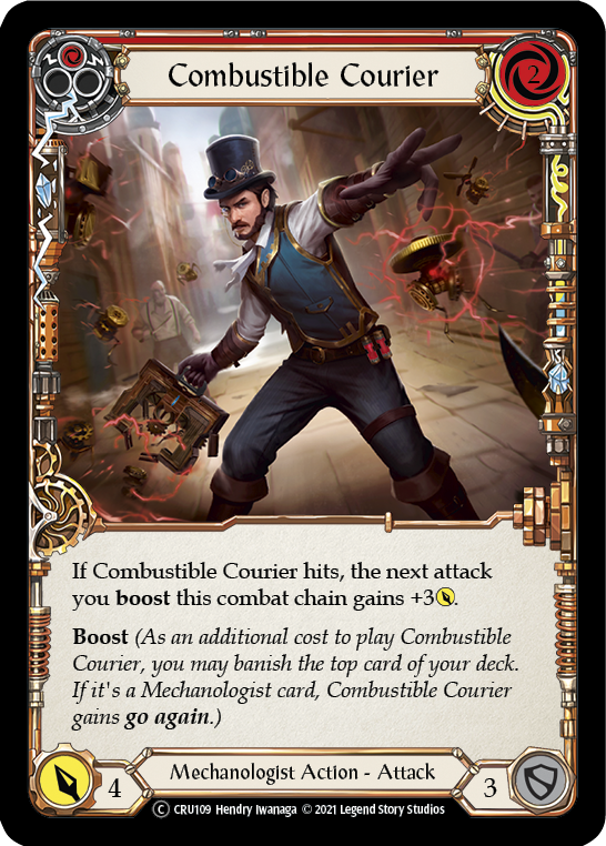 Combustible Courier (Red) (Rainbow Foil) [CRU109-RF] Unlimited Rainbow Foil