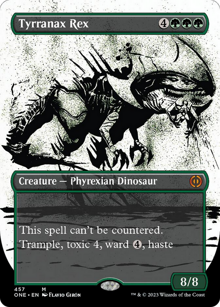 Tyrranax Rex (Borderless Ichor Step-and-Compleat Foil) [Phyrexia: All Will Be One]