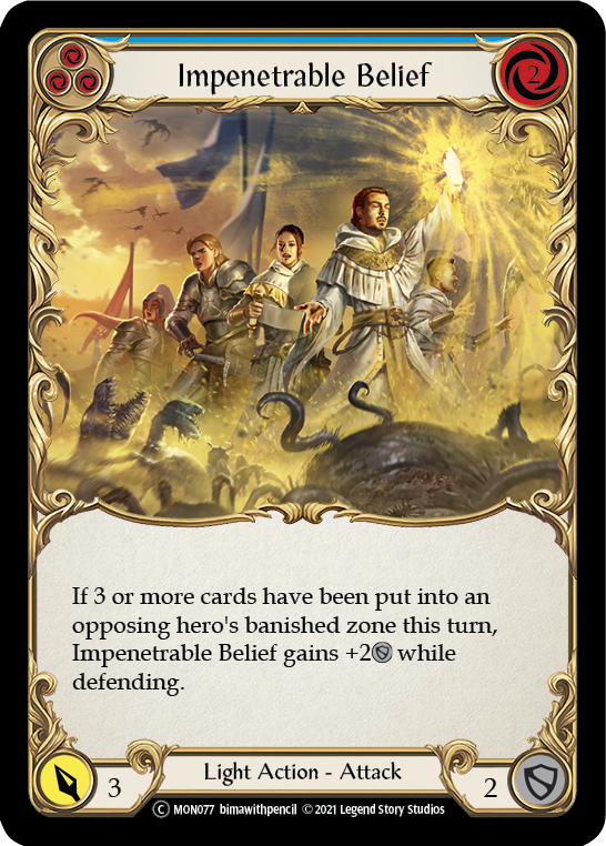 Impenetrable Belief (Blue) (Rainbow Foil) [U-MON077-RF] Unlimited Edition Rainbow Foil