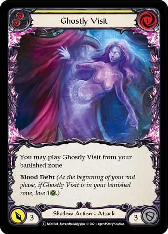 Ghostly Visit (Yellow) (Rainbow Foil) [U-MON204-RF] Unlimited Edition Rainbow Foil