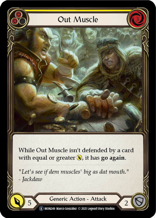 Out Muscle (Yellow) (Rainbow Foil) [U-MON249-RF] Unlimited Edition Rainbow Foil