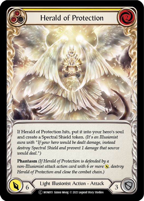Herald of Protection (Yellow) (Rainbow Foil) [U-MON015-RF] Unlimited Edition Rainbow Foil
