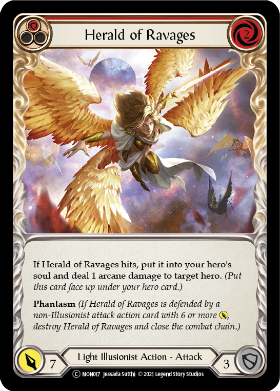 Herald of Ravages (Red) (Rainbow Foil) [U-MON017-RF] Unlimited Edition Rainbow Foil