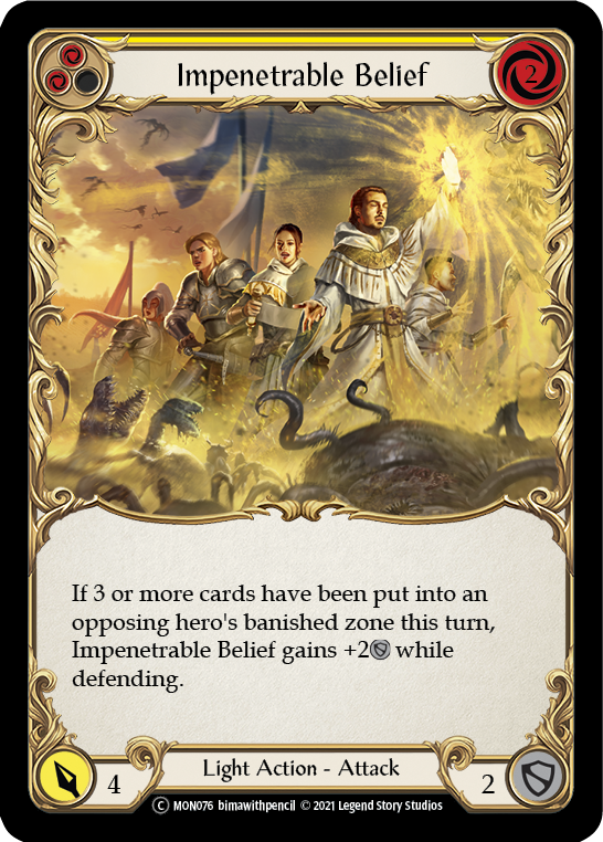 Impenetrable Belief (Yellow) (Rainbow Foil) [U-MON076-RF] Unlimited Edition Rainbow Foil