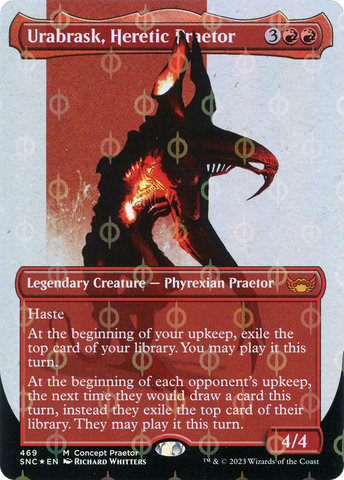 Urabrask, Heretic Praetor (Borderless Concept Praetors Step-and-Compleat Foil) [Phyrexia: All Will Be One]