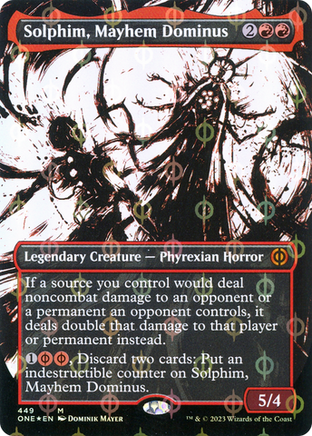 Solphim, Mayhem Dominus (Borderless Ichor Step-and-Compleat Foil) [Phyrexia: All Will Be One]