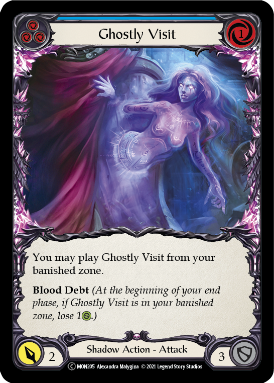 Ghostly Visit (Blue) (Rainbow Foil) [U-MON205-RF] Unlimited Edition Rainbow Foil