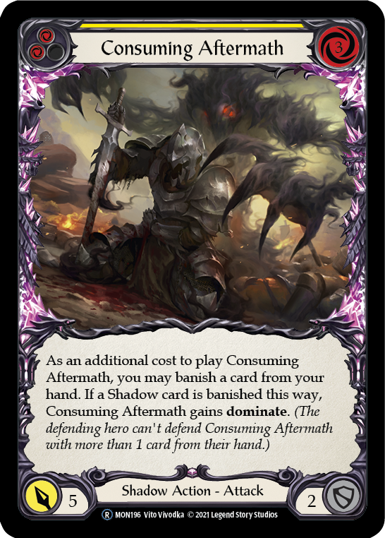 Consuming Aftermath (Yellow) (Rainbow Foil) [U-MON196-RF] Unlimited Edition Rainbow Foil