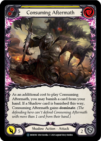 Consuming Aftermath (Yellow) (Rainbow Foil) [U-MON196-RF] Unlimited Edition Rainbow Foil