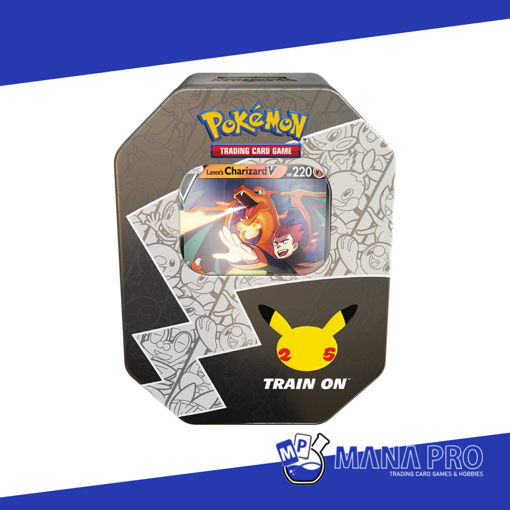 POKEMOMN TCG - 25TH ANNIVERYSARY LANCE'S CHARIZARD TIN (SMALL) POKEMOMN TCG - 25TH ANNIVERYSARY LANCE'S CHARIZARD TIN (SMALL)